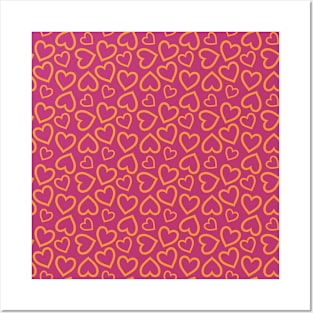 Violet and Orange Hearts Repeated Pattern 087#001 Posters and Art